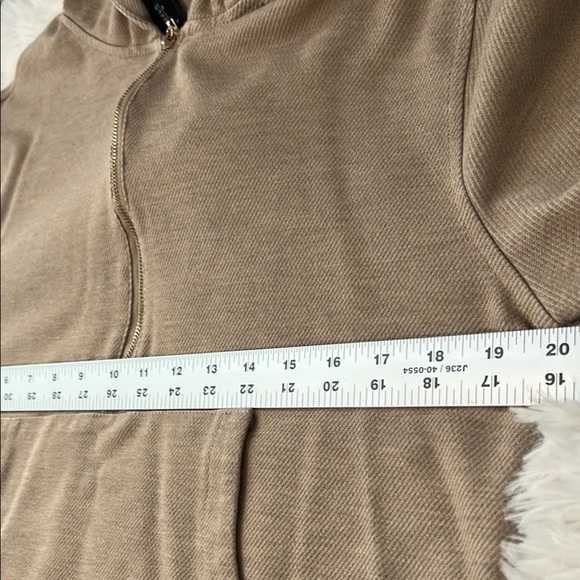 Rachel Zoe Crop Tan Half-Zip Hoodie Sweater - Picture 5 of 7